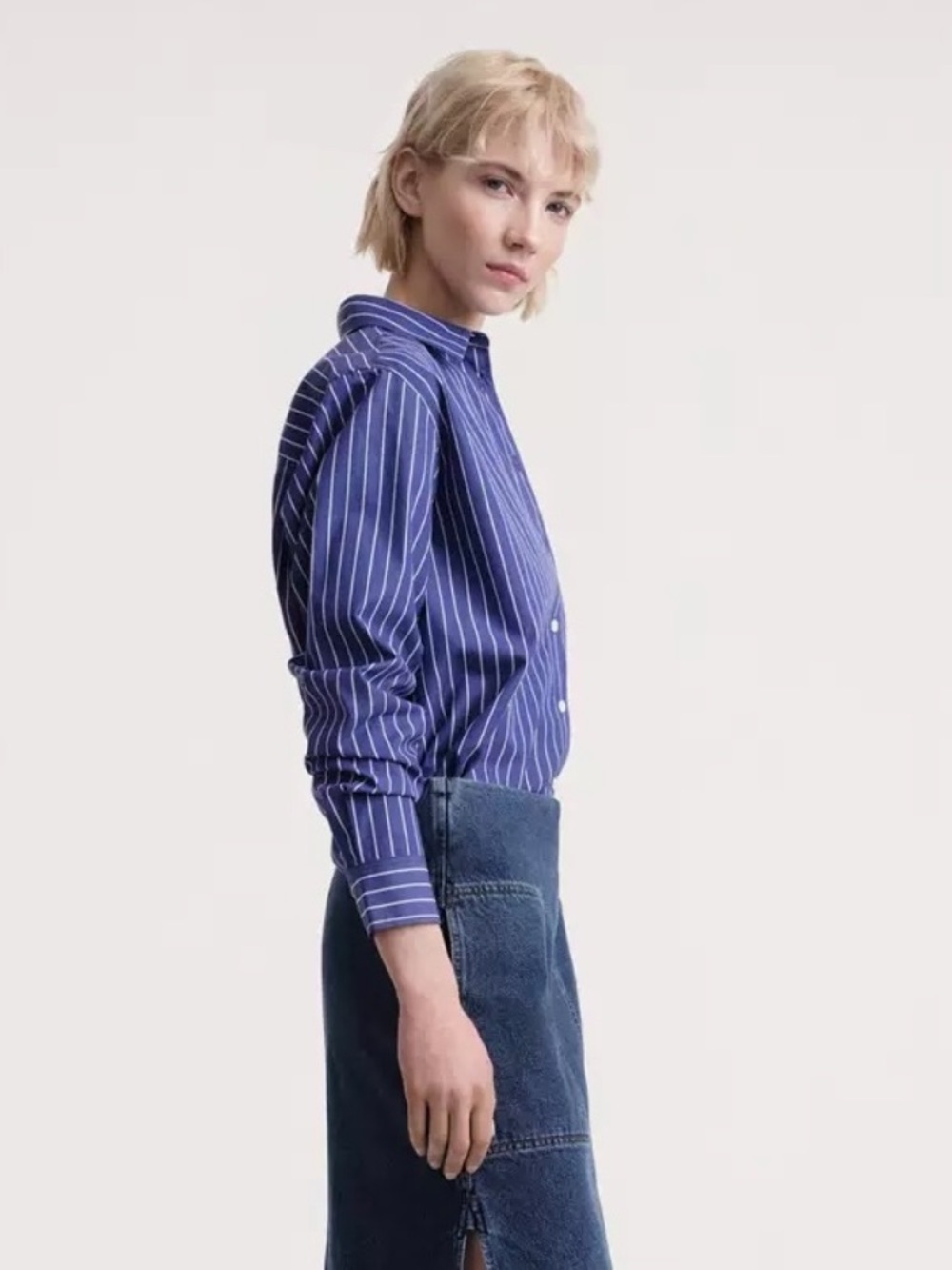 Toteme Striped Blue Button-Up women’s Shirt - Picture 3 of 15